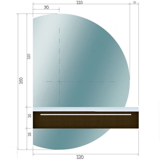 Badkamerspiegel Calypso Halve Maan Rechts 120 cm met Dimbaar LED verlichting en verwarming Badkamerspiegel Calypso Halve Maan Rechts 120 cm met Dimbaar LED verlichting en verwarming