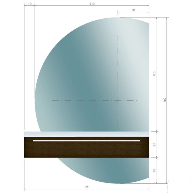 Badkamerspiegel Calypso Halve Maan Rechts 120 cm met Dimbaar LED verlichting en verwarming Badkamerspiegel Calypso Halve Maan Rechts 120 cm met Dimbaar LED verlichting en verwarming