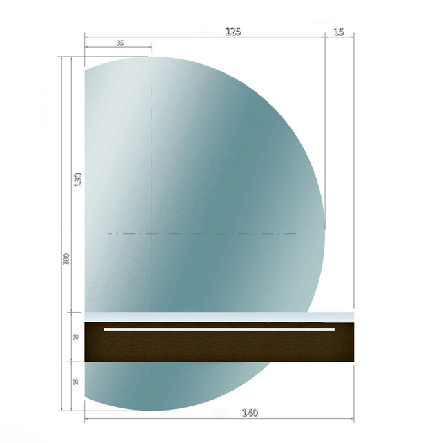 Badkamerspiegel Calypso Halve Maan Links 140 cm met Dimbaar LED verlichting en verwarming