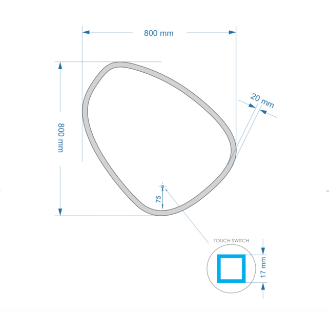 Gliss Design Badkamerspiegel met verlichting Fury Satine 80cm met verwarming dimbaar LED Gliss Design Badkamerspiegel met verlichting Fury Satine 80cm met verwarming dimbaar LED