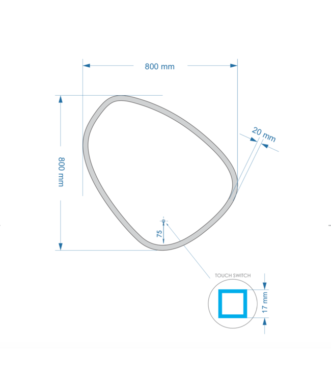 GLISS DESIGN Gliss Design Badkamerspiegel met verlichting Fury Satine 80cm met verwarming dimbaar LED