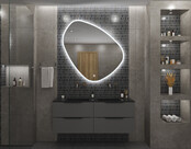 Gliss Design Badkamerspiegel met verlichting Fury Satine 100cm met verwarming dimbaar LED Gliss Design Badkamerspiegel met verlichting Fury Satine 100cm met verwarming dimbaar LED