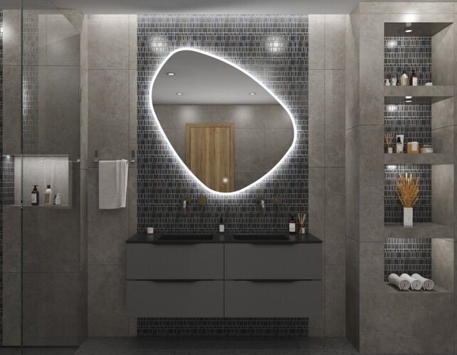 Gliss Design Badkamerspiegel met verlichting Fury Satine 120cm met verwarming dimbaar LED Gliss Design Badkamerspiegel met verlichting Fury Satine 120cm met verwarming dimbaar LED