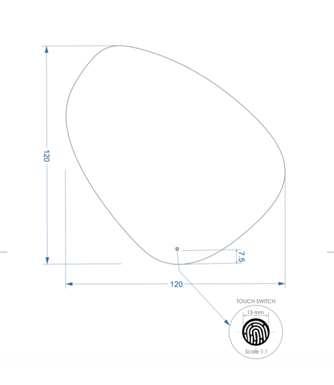 Gliss Design Badkamerspiegel met verlichting Fury Organic 120cm met verwarming dimbaar LED