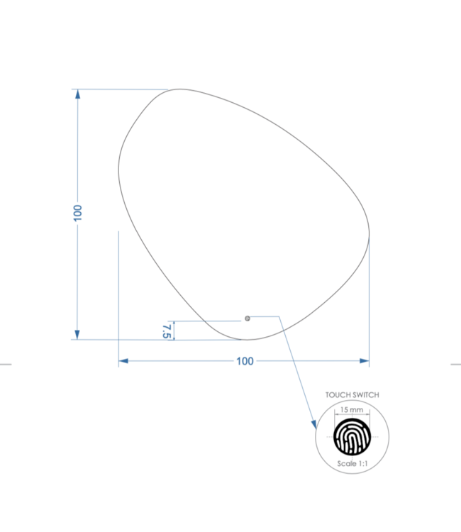 Gliss Design Badkamerspiegel met verlichting Fury Organic 100cm met verwarming dimbaar LED