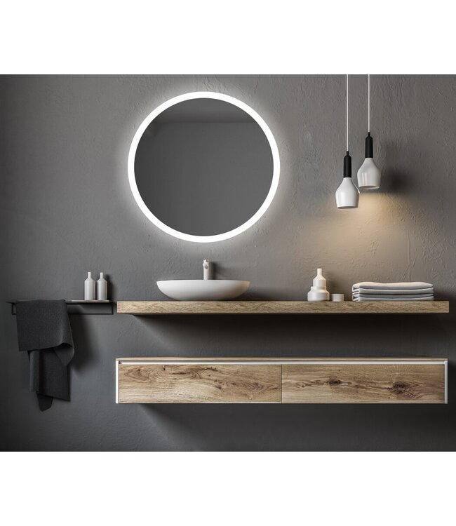 Gliss Design Badkamerspiegel Rond Circum 80cm met Framework Verlichting met verwarming dimbaar LED