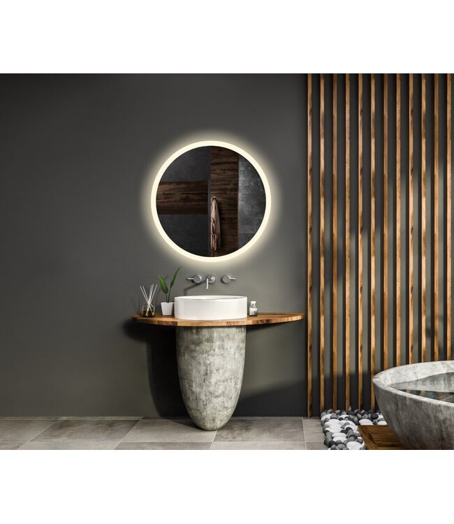 GLISS DESIGN Gliss Design Badkamerspiegel Rond Circum 80cm met Framework Verlichting met verwarming dimbaar LED