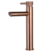 Wastafelkraan Ribbed Koper Brons Opbouw Hoog 30cm