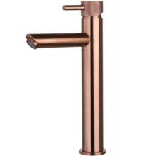 Wastafelkraan Ribbed Koper Brons Opbouw Hoog 30cm