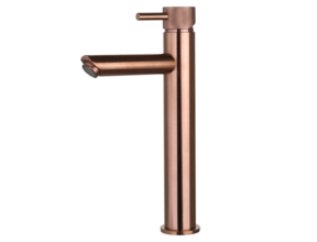 Wastafelkraan Ribbed Koper Brons Opbouw Hoog 30cm