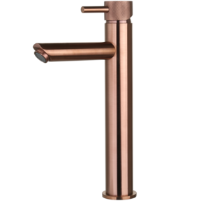 Wastafelkraan Ribbed Koper Brons Opbouw Hoog 30cm