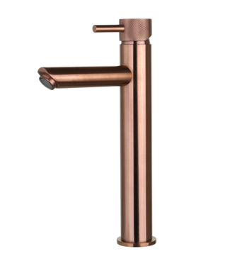 SANI-SUPPLY Wastafelkraan Ribbed Koper Brons Opbouw Hoog 30cm