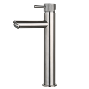 Wastafelkraan Ribbed Gun Metal Opbouw Hoog 30cm