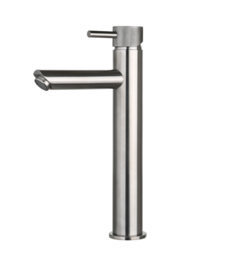 SANI-SUPPLY Wastafelkraan Ribbed Gun Metal Opbouw Hoog 30cm