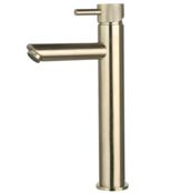 Wastafelkraan Ribbed Geborsteld Goud Opbouw Hoog 30cm