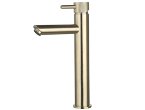 Wastafelkraan Ribbed Geborsteld Goud Opbouw Hoog 30cm