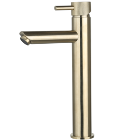 Wastafelkraan Ribbed Geborsteld Goud Opbouw Hoog 30cm
