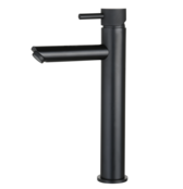 Wastafelkraan Ribbed Mat Zwart Opbouw Hoog 30cm