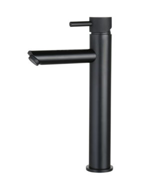 SANI-SUPPLY Wastafelkraan Ribbed Mat Zwart Opbouw Hoog 30cm