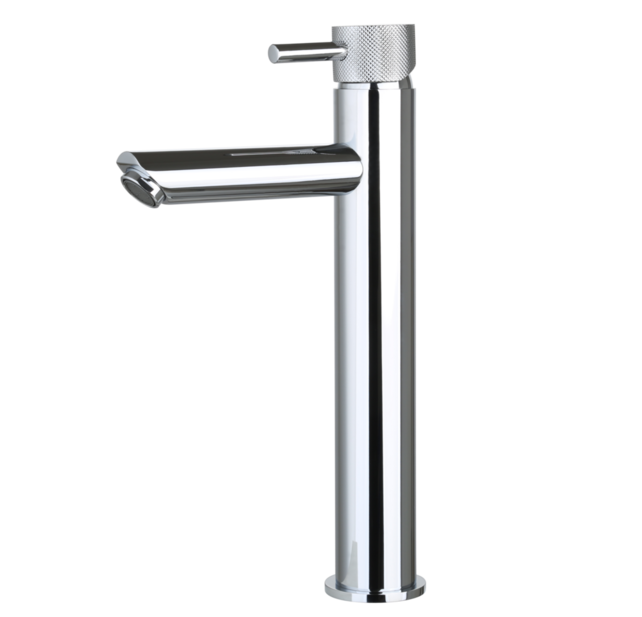 Wastafelkraan Ribbed Chroom Opbouw Hoog 30cm