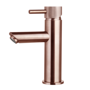 Wastafelkraan Ribbed Koper Brons Opbouw Laag 19cm