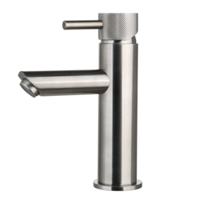 Wastafelkraan Ribbed Gun Metal Opbouw Laag 19cm