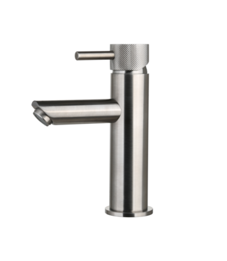 SANI-SUPPLY Wastafelkraan Ribbed Gun Metal Opbouw Laag 19cm