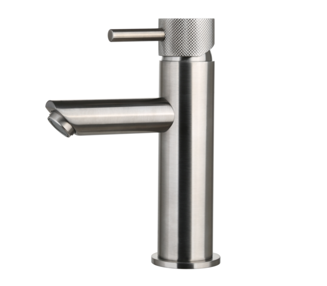 Wastafelkraan Ribbed Gun Metal Opbouw Laag 19cm