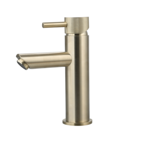 Wastafelkraan Ribbed Goud geborsteld Opbouw Laag 19cm