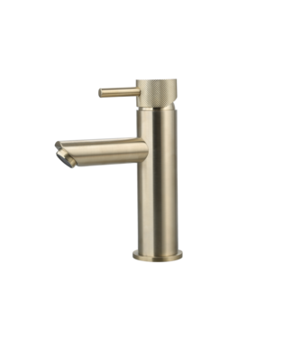SANI-SUPPLY Wastafelkraan Ribbed Goud geborsteld Opbouw Laag 19cm