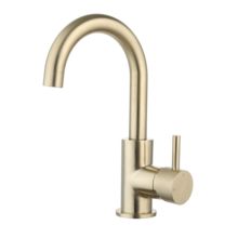 Wastafelkraan Ribbed Largo geborsteld Goud draaibaar uitloop Opbouw 26cm