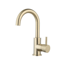 Wastafelkraan Ribbed Largo geborsteld Goud draaibaar uitloop Opbouw 26cm