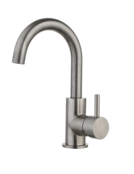 Wastafelkraan Ribbed Largo Gun Metal draaibaar uitloop Opbouw 26cm