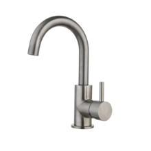 Wastafelkraan Ribbed Largo Gun Metal draaibaar uitloop Opbouw 26cm