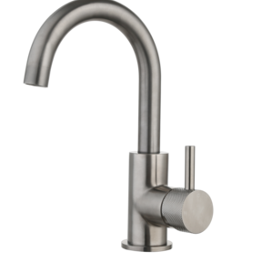 Wastafelkraan Ribbed Largo Gun Metal draaibaar uitloop Opbouw 26cm