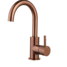 Wastafelkraan Ribbed Largo Koper Brons draaibaar uitloop Opbouw 26cm