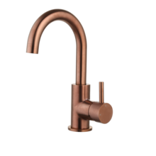 Wastafelkraan Ribbed Largo Koper Brons draaibaar uitloop Opbouw 26cm