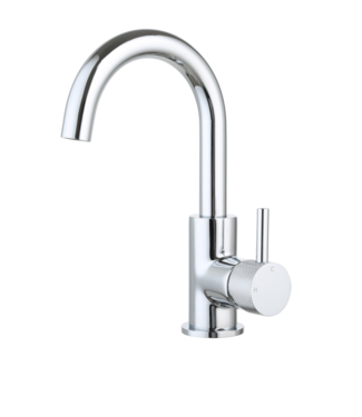 SANI-SUPPLY Wastafelkraan Ribbed Largo Chroom draaibaar uitloop Opbouw 26cm