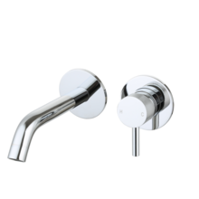 Wastafelkraan Inbouw Ribbed Chroom Uitloop 20cm Compleet met inbouw box