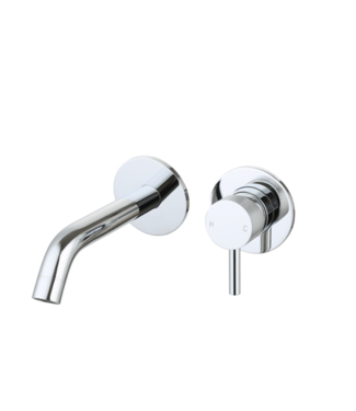 SANI-SUPPLY Wastafelkraan Inbouw Ribbed Chroom Uitloop 20cm Compleet met inbouw box