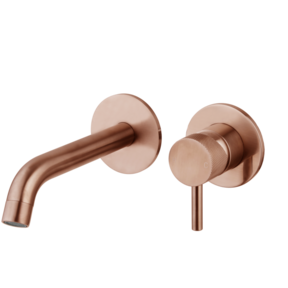 Wastafelkraan Inbouw Ribbed Koper Brons Uitloop 20cm Compleet met inbouw box