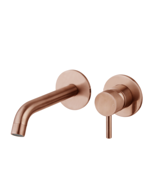 SANI-SUPPLY Wastafelkraan Inbouw Ribbed Koper Brons Uitloop 20cm Compleet met inbouw box