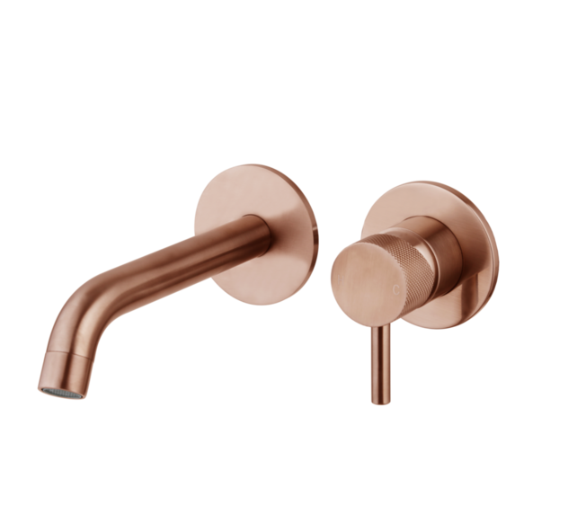 Wastafelkraan Inbouw Ribbed Koper Brons Uitloop 20cm Compleet met inbouw box Wastafelkraan Inbouw Ribbed Koper Brons Uitloop 20cm Compleet met inbouw box