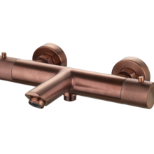 Badkraan Ribbed Koper Brons thermostaatkraan Opbouw met baduitloop 15 HoH