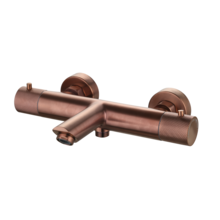 Badkraan Ribbed Koper Brons thermostaatkraan Opbouw met baduitloop 15 HoH