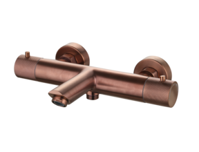 Badkraan Ribbed Koper Brons thermostaatkraan Opbouw met baduitloop 15 HoH
