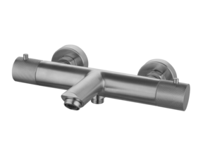 Badkraan Ribbed Gun Metal thermostaatkraan Opbouw met baduitloop 15 HoH