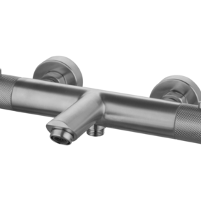 Badkraan Ribbed Gun Metal thermostaatkraan Opbouw met baduitloop 15 HoH