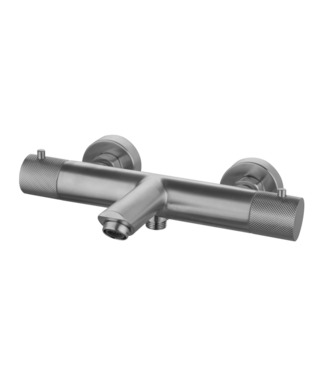 SANI-SUPPLY Badkraan Ribbed Gun Metal thermostaatkraan Opbouw met baduitloop 15 HoH