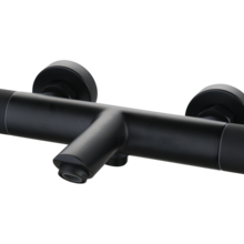 Badkraan Ribbed Mat Zwart thermostaatkraan Opbouw met baduitloop 15 HoH